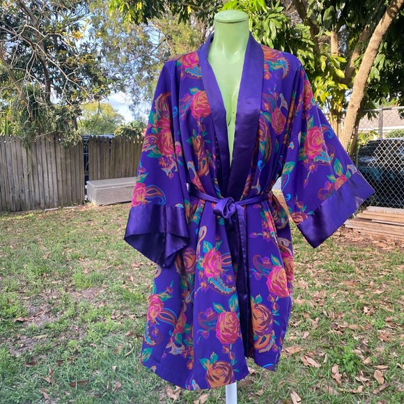 Victoria's Secret Vintage Gold Label Purple Floral Robe women’s One Size - Picture 2 of 8
